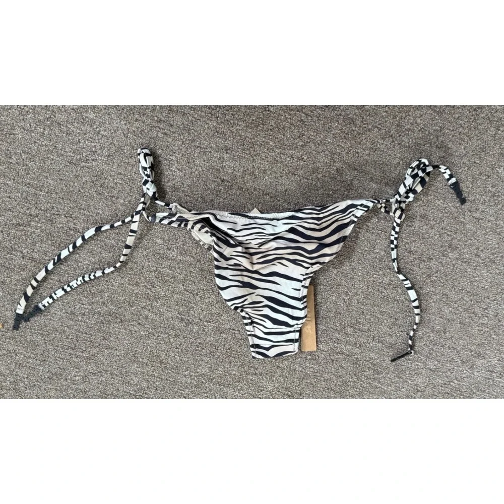 SKIMS Signature Swim Dipped Tie Bottom Champagne Tiger Print Bikini Medium NEW